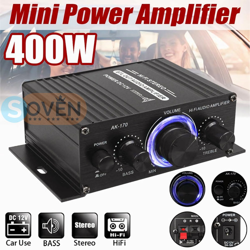 Mini Amplificador De Potencia De Audio P /auto Casa 2 Canal