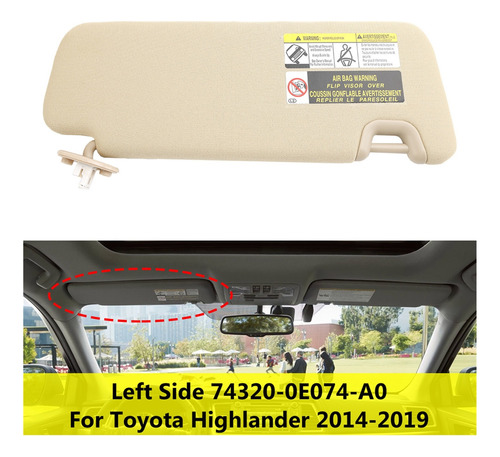 Visera Izquierda Con Luz De Tocador Para Toyota Highlander 1 Foto 3