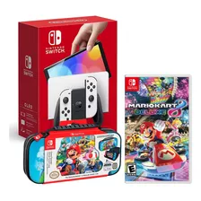 Nintendo Switch Oled Blanco+mario Kart 8+estuche M. Kart Bag