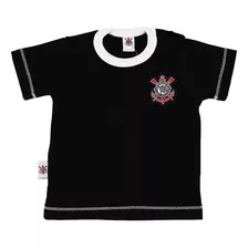 Camiseta Basic Sport Preto Corinthians Timão Algodão/bordado