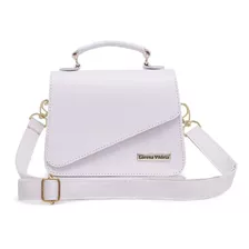 Bolsa Transversal Lorena Vitoria Viagem Mini Bag Blogueira Design Liso De Couro Sintético Branca Com Alça De Ombro Branca Alças De Cor Branco