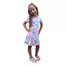 Vestido Brandili Infantil Meninas Curto Algodão Rosa Passeio