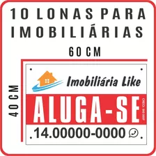 10 Lonas Imobiliária C/ Ilhós 60x40cm Banner Aluga Vende