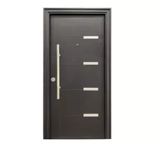 Puerta Seguridad Exterior Multianclaje Con Apliques Negra