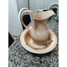 Jarro E Bacia De Porcelana Antigo Santa Terezinha...relíquia