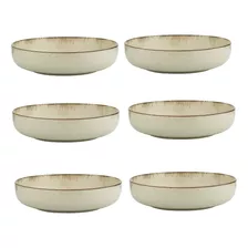 Set X 6 Ensaladera Bowl Porcelana Filo Envejecido 19 Cm