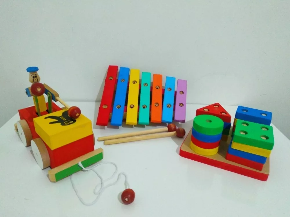Kit Brinquedo Pedagógico Xilofone, Prancha E Bate Tambor