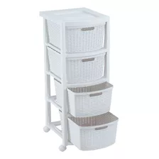 Cajonera Organizador Gabetero Simil Ratan 4 Cajones Rimax Bl