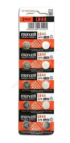 Pila A76 Maxell Lr44 Botón - Pack De 10 Unidades