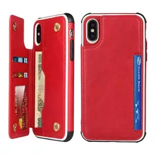 Funda Para iPhone XS Max - Roja Con Tarjetero