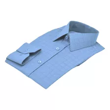 Camisa Social Gola Rígida Azul 