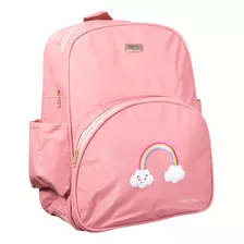 Mochila Maternidade Bolso Bordado Rosa