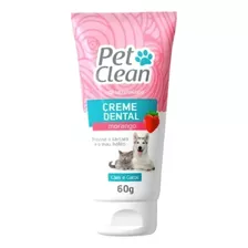 Creme Dental Pet Clean Com Sabor P/ Cães E Gatos - 60g Sabor Morango