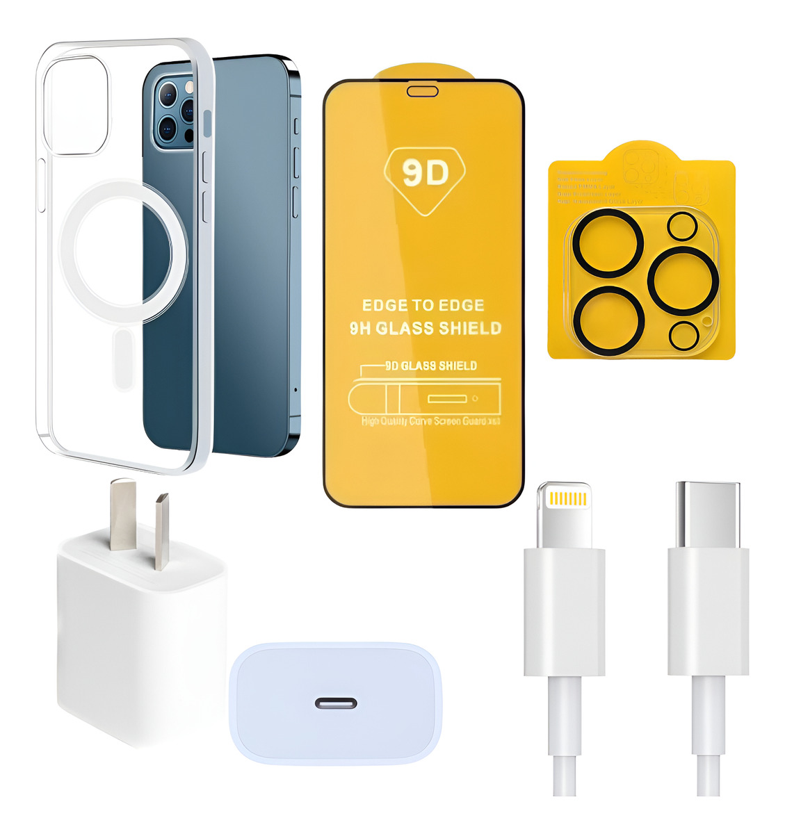 Funda Magnética + 20w + Usb C + Protectores 9d Para iPhone