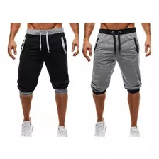 Kit 2 Bermuda Jogger Moletom Masculina 3/4premium Top Estilo