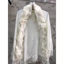 Poncho De Lã Com Pelos Sintetico Roupas Femininas