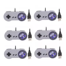 Kit 6 Controle Usb Super Nint Snes Joystick Wind