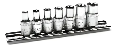 Juego Llaves Tubo Torx Hembra Bremen 7pz E4 A E11 Enc 1/4 Cod. 5199 Dgm Gris
