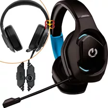 Auriculares Gamer Negro Con Luz Led Azul Microfono Mute Pc