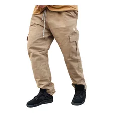 Calça Reta Cargo Bege Masculina Sarja The Lebron J.