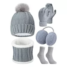 Juego De 5 Piezas Para Mujer, Para Esquí De Invierno, Gorro 