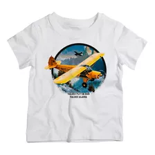 Camiseta Infantil Menino Avião Voando Montanhas Alaska