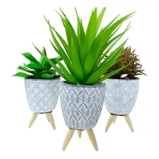 3 Vasos Tripé Decorativos Para Planta Suculenta