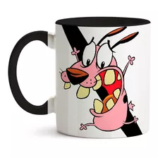 Caneca Coragem Cão Covarde Xícara Alça Preta + Caixa Brinde