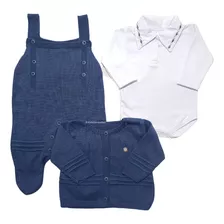 Roupa Bebê Menino P 1 A 3 Meses Trico Completa Premium