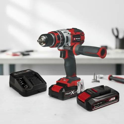 Kit Einhell: Taladro Percutor Inalámbrico Rojo + Cargador Y Batería 18v 2.5ah Litio
