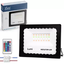 Kit 2 Refletor Led Holofote Mini 100w Bivolt Prova D'água Cor Da Luz Colorido Rgb Lumi