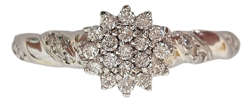 Anel Chuveiro De Ouro 18k 750 E Diamantes 0,21ct Branco 16