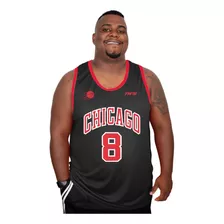 Regata Plus Size Dry-fit Chicago Bulls Basquete Verão Praia