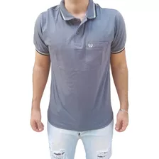 Camisa Polo Masculina Slim Com Bolso Malha Algodão Premium