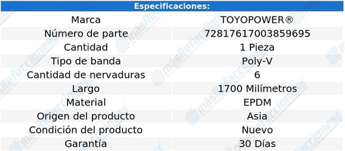 Banda Poly-v Peugeot 207 L4 1.6l De 2010 A 2014 Toyopower Foto 4