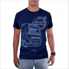 Camiseta Masculina Algodão Caminhão Volvo Fh Emblema