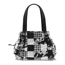 Bolsa Feminina Giulianna Lotus Patchwork Giulianna Fiori Cor Lotus Preto E Branco