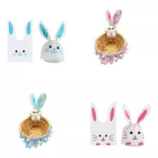 Pack De 10 Bolsa De Conejo De Pascua + 2 Canasto De Conejo