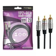 Cabo Auxiliar P2 Estereo X 2rca Blindado Profissional 2m