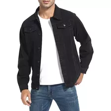 Chaqueta De Mezclilla Delgada Negro Slim Para Hombre