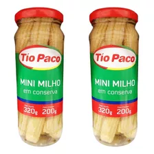 Mini Milho Em Conserva Tio Paco Kit Com 2 Unidades De 200g