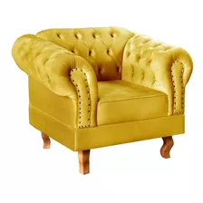 Poltrona Decorativa Chesterfield Dom Pedro Colonial Veludo