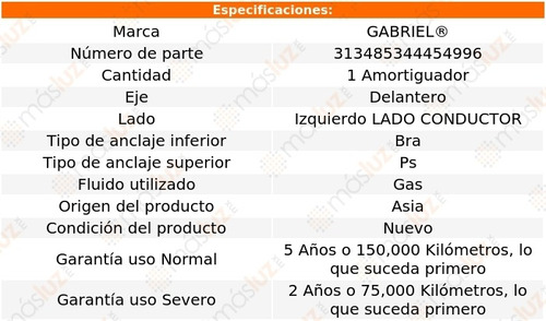 (1) Amortiguador Gas Conductor Del Altima Nissan 02/06 Foto 2