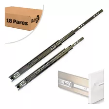 Kit 36 Corrediça Telescópica 40cm Gaveta Zinco Trilho 18 Par