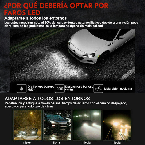Kit De Faros Led 9003 H4, 6500 K, 100 W, 8000 Lm Para Toyota Foto 8