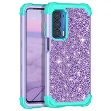 Funda Para Moto Edge 2021 Shiny Morado/verde Hybrid-02