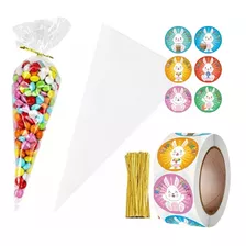 Pack 50 Bolsa Cono + 50 Sticker Conejo Pascua