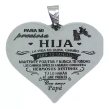 Dije Corazón Preciosa Hija Grabado Bajo Relieve En Plata 950