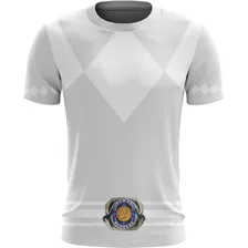 Camiseta Camisa Traje Power Rangers Branco Dryfit Masculino