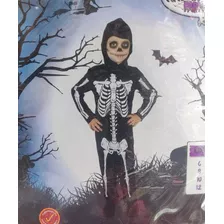 Fantasia Halloween Infantil Esqueleto Caveira Longa Capuz